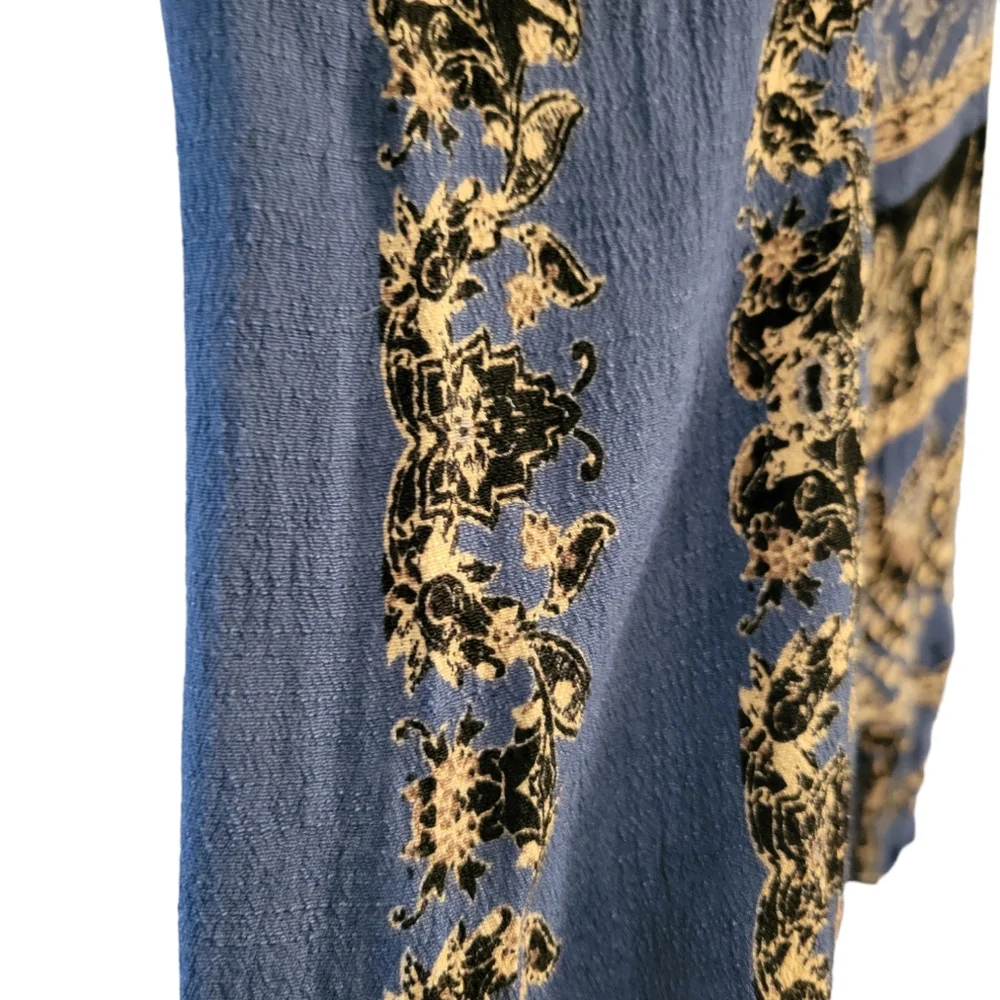 Free People Smooth Talker Tunic Sz M Blue Floral Open Back